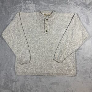 Vintage FieldMaster Gray Knit Sweater Men XL Henley Cotton USA Hunting Hiking